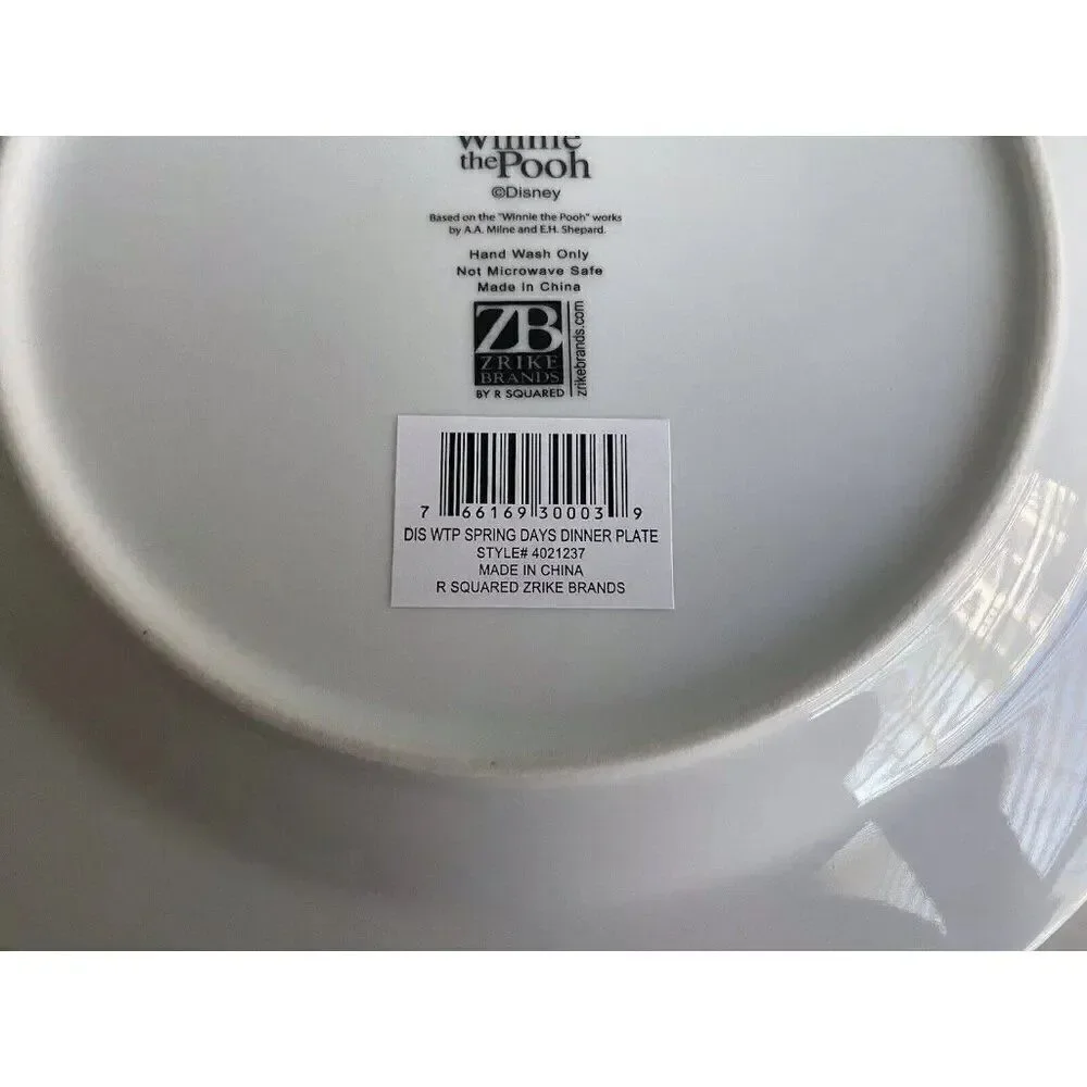 Disney‎ Winnie The Pooh 10.5” Ceramic Dinner Plate Spring Days Flowers NEW
